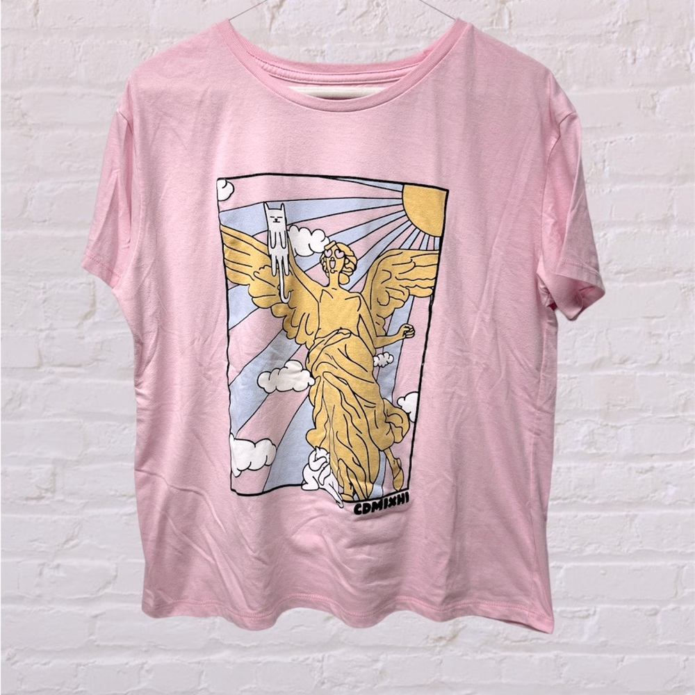 Cuidado con el Perro ángel de la independencia México city pink t-shirt baby tee